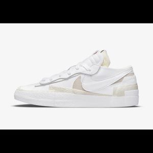SOLD!  Brand new in box Nike BLAZER LOW X SACAI white patent leather